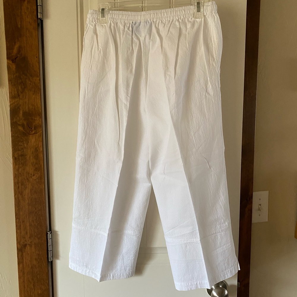 NWOT - Jane Ashley Sequined & Embroidered Crop Pant Set - Size Lg - White - Picture 6 of 13